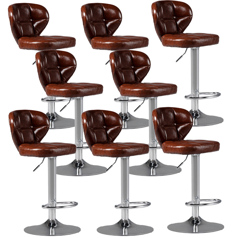 Scandinavian Metal Stool Adjustable Low Back Faux Leather Upholstered Counter Stool