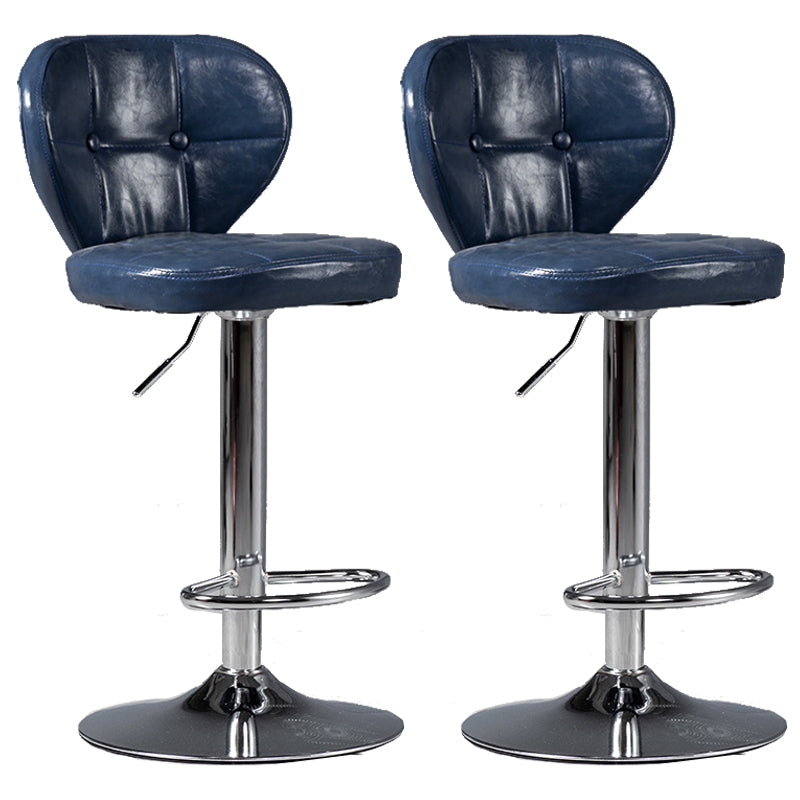 Scandinavian Metal Stool Adjustable Low Back Faux Leather Upholstered Counter Stool