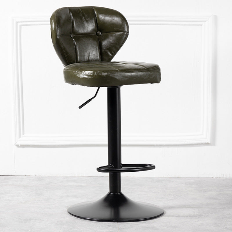 Scandinavian Metal Stool Adjustable Low Back Faux Leather Upholstered Counter Stool