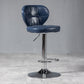 Scandinavian Metal Stool Adjustable Low Back Faux Leather Upholstered Counter Stool