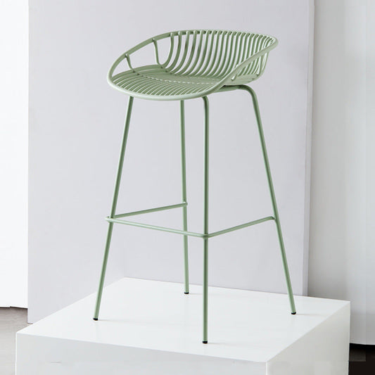 Industrial Metal Stool Metal Low Back Counter Stool in Matte Finish for Indoor Green 1 Piece