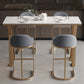 Glam 1/2/5 Pieces Bar Table Set Rectangle Stone Bar Table with Metal High Stools