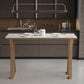 Glam 1/2/5 Pieces Bar Table Set Rectangle Stone Bar Table with Metal High Stools
