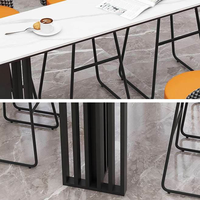 Zeitgenössisches rechteckiges Bartisch-Set, 1/2/7-teilig, mit Leder gepolsterter Thekenhocker