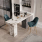 Modern Pub Dining Set 1/2/3/4/5 Pieces Stone Top Rectangle Indoor Counter Height Pub Set 3 Pieces: Table, 2 Stools Clearhalo 'Bar Furniture' 'furn' 'furn_home_bar_bar_sets' 'Furniture' 'Home Bars & Bar Sets' 'home_bar_bar_sets' 'Kitchen & Dining Furniture' 5864512