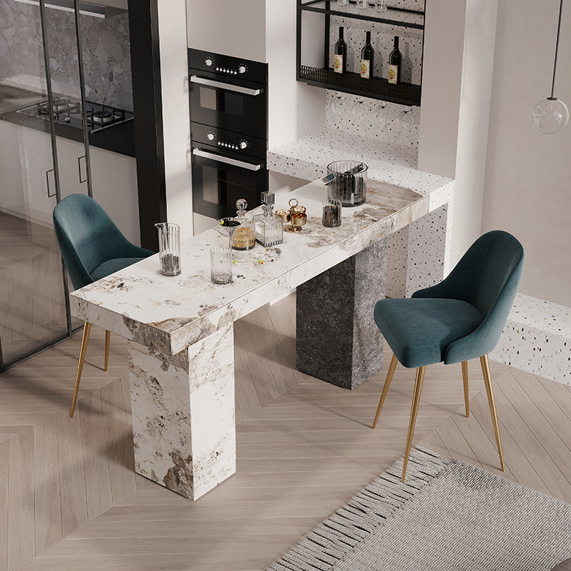 Modern Pub Dining Set 1/2/3/4/5 Pieces Stone Top Rectangle Indoor Counter Height Pub Set 3 Pieces: Table, 2 Stools Clearhalo 'Bar Furniture' 'furn' 'furn_home_bar_bar_sets' 'Furniture' 'Home Bars & Bar Sets' 'home_bar_bar_sets' 'Kitchen & Dining Furniture' 5864512