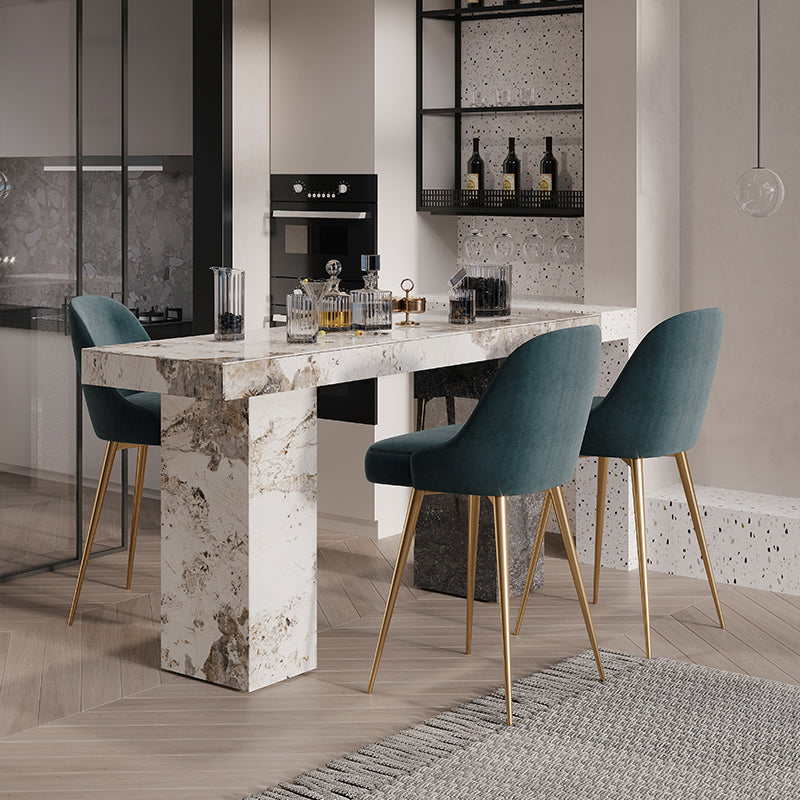 Modern Pub Dining Set 1/2/3/4/5 Pieces Stone Top Rectangle Indoor Counter Height Pub Set 4 Pieces: Table, 3 Stools Clearhalo 'Bar Furniture' 'furn' 'furn_home_bar_bar_sets' 'Furniture' 'Home Bars & Bar Sets' 'home_bar_bar_sets' 'Kitchen & Dining Furniture' 5864514