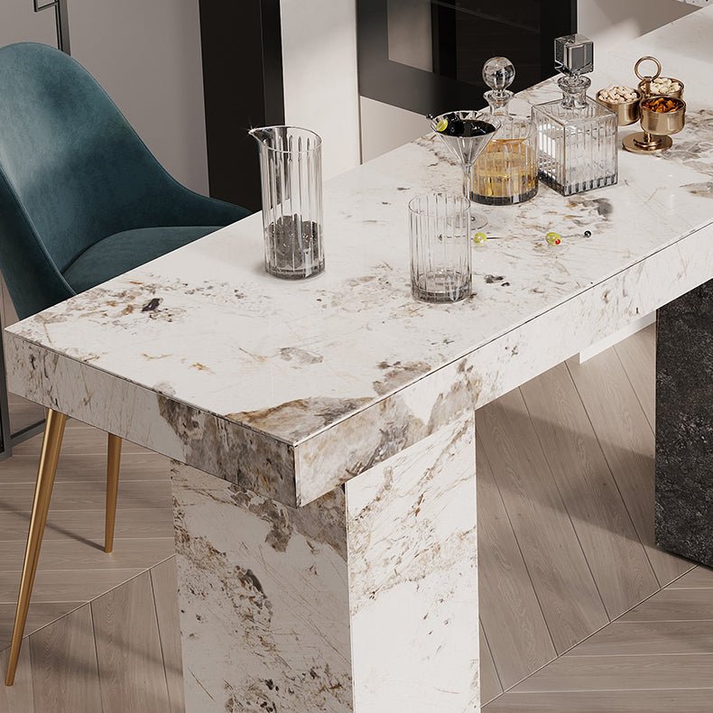 Modern Pub Dining Set 1/2/3/4/5 Pieces Stone Top Rectangle Indoor Counter Height Pub Set Clearhalo 'Bar Furniture' 'furn' 'furn_home_bar_bar_sets' 'Furniture' 'Home Bars & Bar Sets' 'home_bar_bar_sets' 'Kitchen & Dining Furniture' 5864518