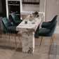 Modern Pub Dining Set 1/2/3/4/5 Pieces Stone Top Rectangle Indoor Counter Height Pub Set 5 Pieces: Table, 4 Stools Clearhalo 'Bar Furniture' 'furn' 'furn_home_bar_bar_sets' 'Furniture' 'Home Bars & Bar Sets' 'home_bar_bar_sets' 'Kitchen & Dining Furniture' 5864523