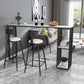 Modern 1/3 Pieces Bar Table Set Rectangle Stone Counter Table for Living Room