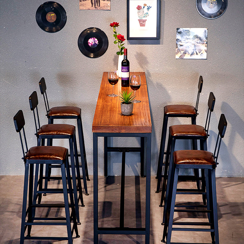 Industrial 1/2/4/7/9 Pieces Bar Table Set Rectangle Bar Table with High Wood Stools Clearhalo 'Bar Furniture' 'furn' 'furn_home_bar_bar_sets' 'Furniture' 'Home Bars & Bar Sets' 'home_bar_bar_sets' 'Kitchen & Dining Furniture' 5864719
