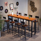 Industrial 1/2/4/7/9 Pieces Bar Table Set Rectangle Bar Table with High Wood Stools 9 Pieces: Table, 8 Stools Clearhalo 'Bar Furniture' 'furn' 'furn_home_bar_bar_sets' 'Furniture' 'Home Bars & Bar Sets' 'home_bar_bar_sets' 'Kitchen & Dining Furniture' 5864722