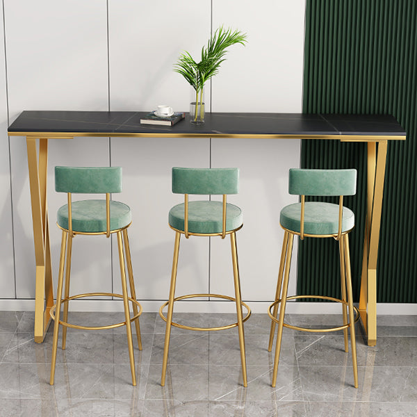 Rectangle Stone Bistro Table Modern Pub Table with Double Pedestal 70.9"L x 15.7"W x 41.3"H Black Without Chairs Clearhalo 'Bar Furniture' 'Bar Tables' 'bar_tables' 'furn' 'furn_bar_tables' 'Furniture' 'Kitchen & Dining Furniture' 5865035