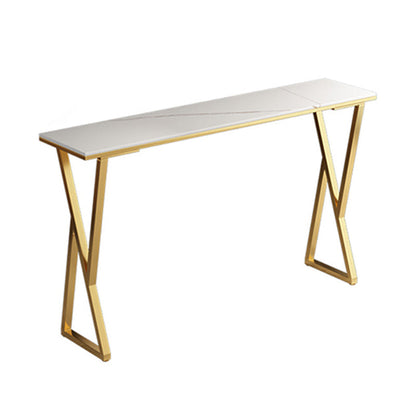 Rectangle Stone Bistro Table Modern Pub Table with Double Pedestal White Without Chairs Clearhalo 'Bar Furniture' 'Bar Tables' 'bar_tables' 'furn' 'furn_bar_tables' 'Furniture' 'Kitchen & Dining Furniture' 5865036