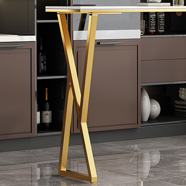 Rectangle Stone Bistro Table Modern Pub Table with Double Pedestal Clearhalo 'Bar Furniture' 'Bar Tables' 'bar_tables' 'furn' 'furn_bar_tables' 'Furniture' 'Kitchen & Dining Furniture' 5865038