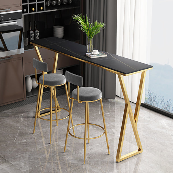Rectangle Stone Bistro Table Modern Pub Table with Double Pedestal Clearhalo 'Bar Furniture' 'Bar Tables' 'bar_tables' 'furn' 'furn_bar_tables' 'Furniture' 'Kitchen & Dining Furniture' 5865040