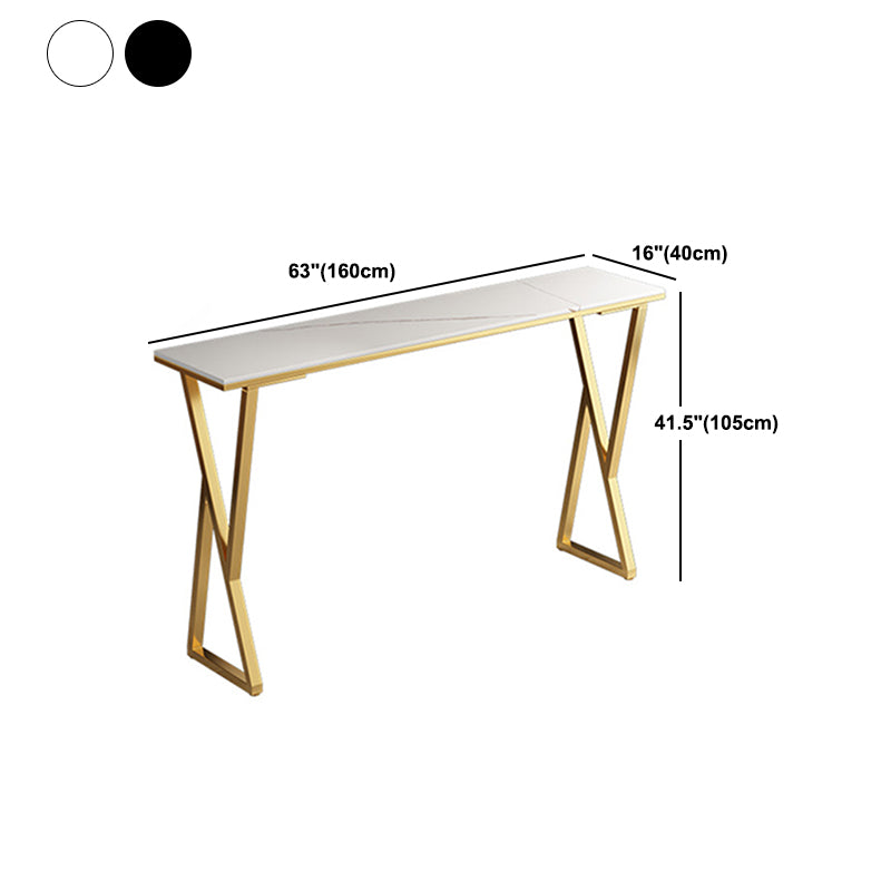 Rectangle Stone Bistro Table Modern Pub Table with Double Pedestal Clearhalo 'Bar Furniture' 'Bar Tables' 'bar_tables' 'furn' 'furn_bar_tables' 'Furniture' 'Kitchen & Dining Furniture' 5865044