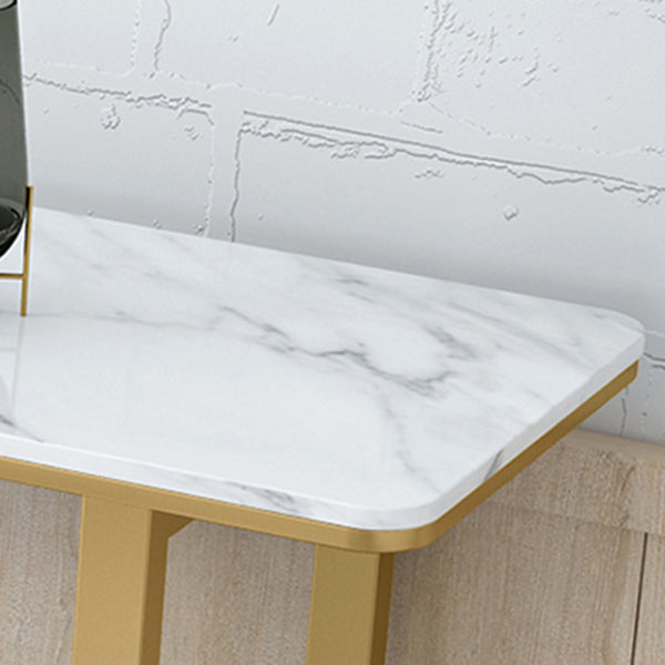 Rectangular Stone Bar Table Contemporary Bistro Table with Metal Base