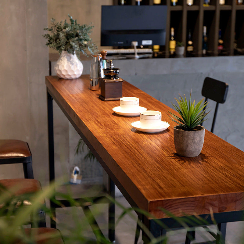 Mesa de mostrador de barra de metal industrial Mesa de mostrador de barra rectangular con base de caballete