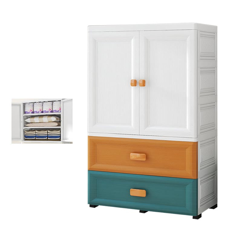 Contemporary Bathroom Wardrobe Plastic Wardrobe Closet with Legs 27.5"L x 15"W x 43"H Multi-Color With Clothing Rod Clearhalo 'Armoires & Wardrobes' 'armoires_wardrobes' 'Bedroom Furniture' 'furn' 'furn_armoires_wardrobes' 'Furniture' 5865279