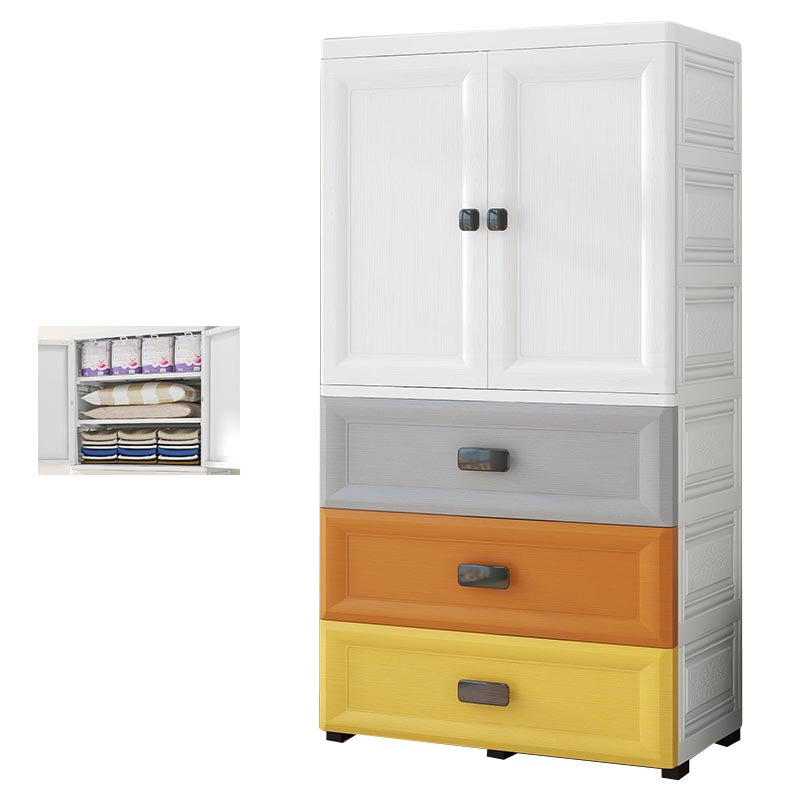 Contemporary Bathroom Wardrobe Plastic Wardrobe Closet with Legs 27.5"L x 15"W x 51"H Multi-Color With Clothing Rod Clearhalo 'Armoires & Wardrobes' 'armoires_wardrobes' 'Bedroom Furniture' 'furn' 'furn_armoires_wardrobes' 'Furniture' 5865282