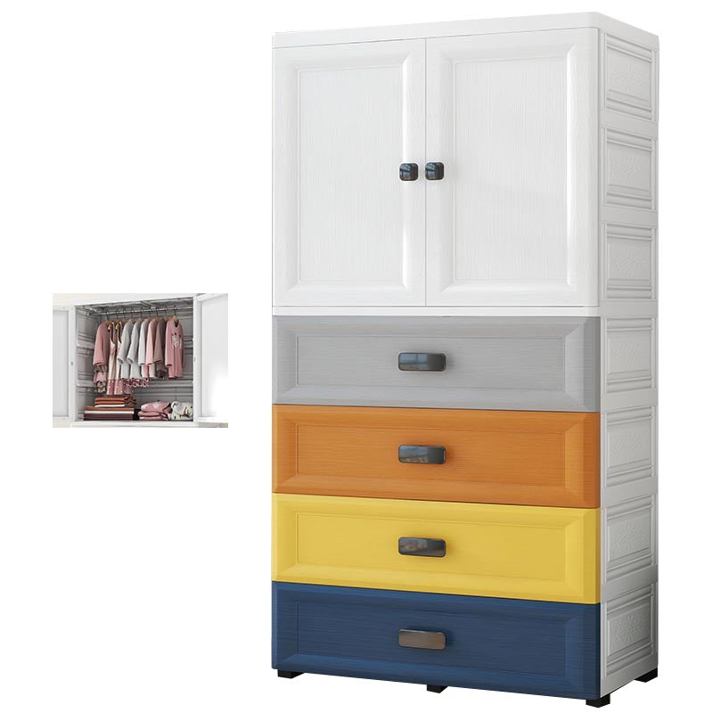 Contemporary Bathroom Wardrobe Plastic Wardrobe Closet with Legs 27.5"L x 15"W x 60"H Multi-Color With Clothing Rod Clearhalo 'Armoires & Wardrobes' 'armoires_wardrobes' 'Bedroom Furniture' 'furn' 'furn_armoires_wardrobes' 'Furniture' 5865290