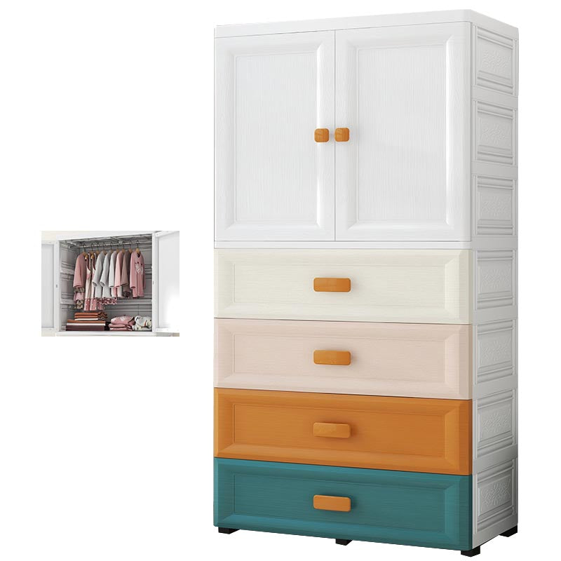 Contemporary Bathroom Wardrobe Plastic Wardrobe Closet with Legs 27.5"L x 15"W x 60"H Multi-Color Without Clothing Rod Clearhalo 'Armoires & Wardrobes' 'armoires_wardrobes' 'Bedroom Furniture' 'furn' 'furn_armoires_wardrobes' 'Furniture' 5865296