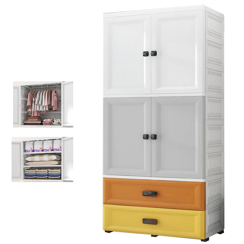 Contemporary Bathroom Wardrobe Plastic Wardrobe Closet with Legs 27.5"L x 15"W x 68"H Multi-Color With Clothing Rod Clearhalo 'Armoires & Wardrobes' 'armoires_wardrobes' 'Bedroom Furniture' 'furn' 'furn_armoires_wardrobes' 'Furniture' 5865298