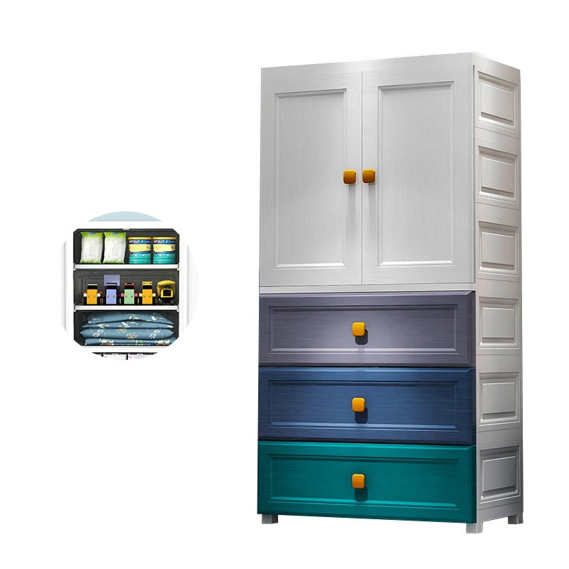 Hinged 1-Door Wardrobe Armoire Contemporary Plastic Wardrobe Closet