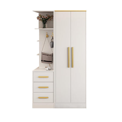 Contemporary Style Wardrobe Wooden Wardrobe Closet with Drawer 31.5"L x 23.6"W x 76.8"H White Armoires & Sideboard Clearhalo 'Armoires & Wardrobes' 'armoires_wardrobes' 'Bedroom Furniture' 'furn' 'furn_armoires_wardrobes' 'Furniture' 5865381