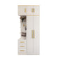 Contemporary Style Wardrobe Wooden Wardrobe Closet with Drawer 31.5"L x 23.6"W x 76.8"H White Armoires& Sideboard& Top Cabinet Clearhalo 'Armoires & Wardrobes' 'armoires_wardrobes' 'Bedroom Furniture' 'furn' 'furn_armoires_wardrobes' 'Furniture' 5865384