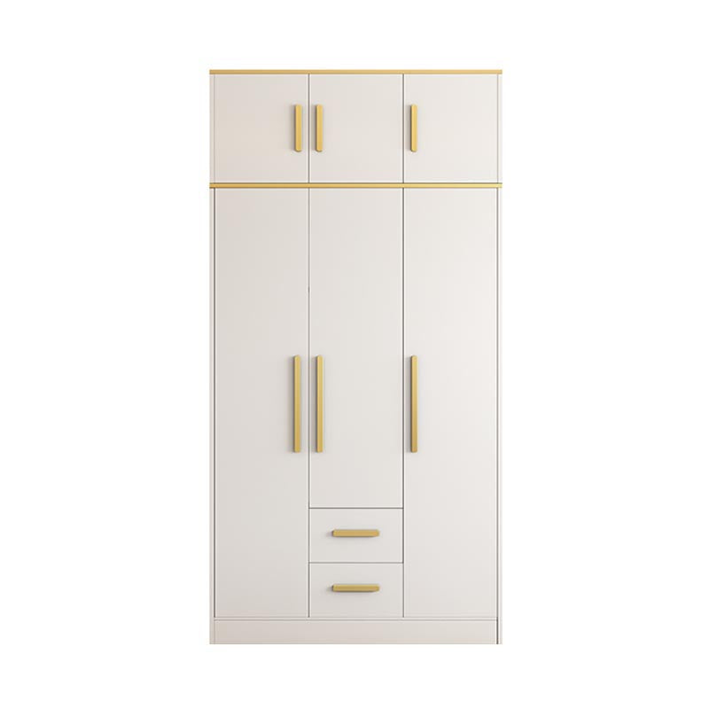 Contemporary Style Wardrobe Wooden Wardrobe Closet with Drawer 47.2"L x 23.6"W x 76.8"H White Armories & Top Cabinet Clearhalo 'Armoires & Wardrobes' 'armoires_wardrobes' 'Bedroom Furniture' 'furn' 'furn_armoires_wardrobes' 'Furniture' 5865392