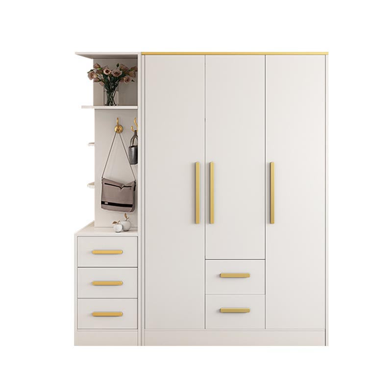 Contemporary Style Wardrobe Wooden Wardrobe Closet with Drawer 47.2"L x 23.6"W x 76.8"H White Armoires & Sideboard Clearhalo 'Armoires & Wardrobes' 'armoires_wardrobes' 'Bedroom Furniture' 'furn' 'furn_armoires_wardrobes' 'Furniture' 5865393