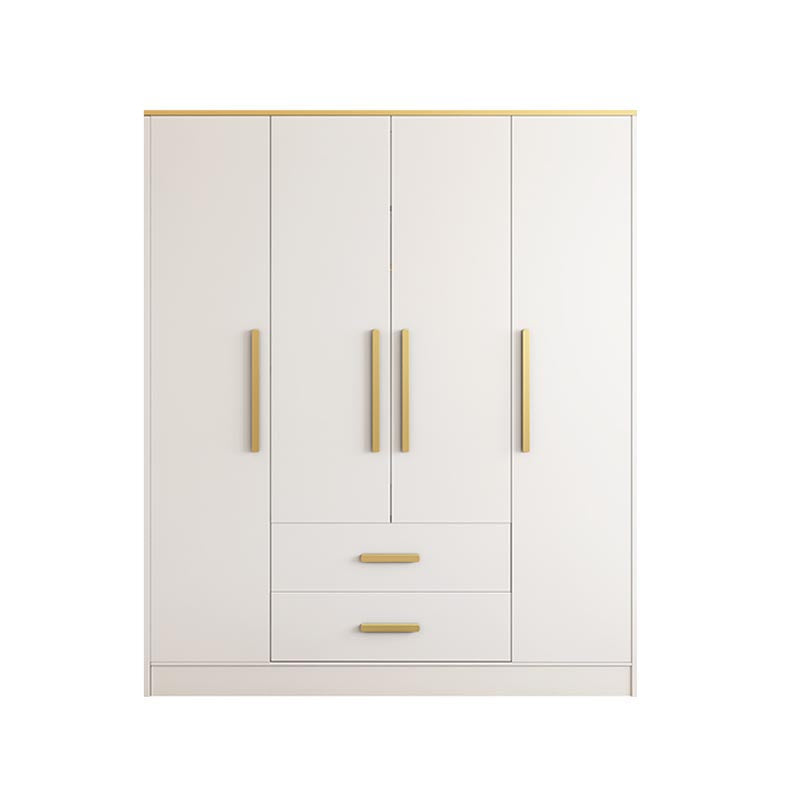 Contemporary Style Wardrobe Wooden Wardrobe Closet with Drawer 63"L x 23.6"W x 76.8"H White Armoires & Wardrobes Clearhalo 'Armoires & Wardrobes' 'armoires_wardrobes' 'Bedroom Furniture' 'furn' 'furn_armoires_wardrobes' 'Furniture' 5865397