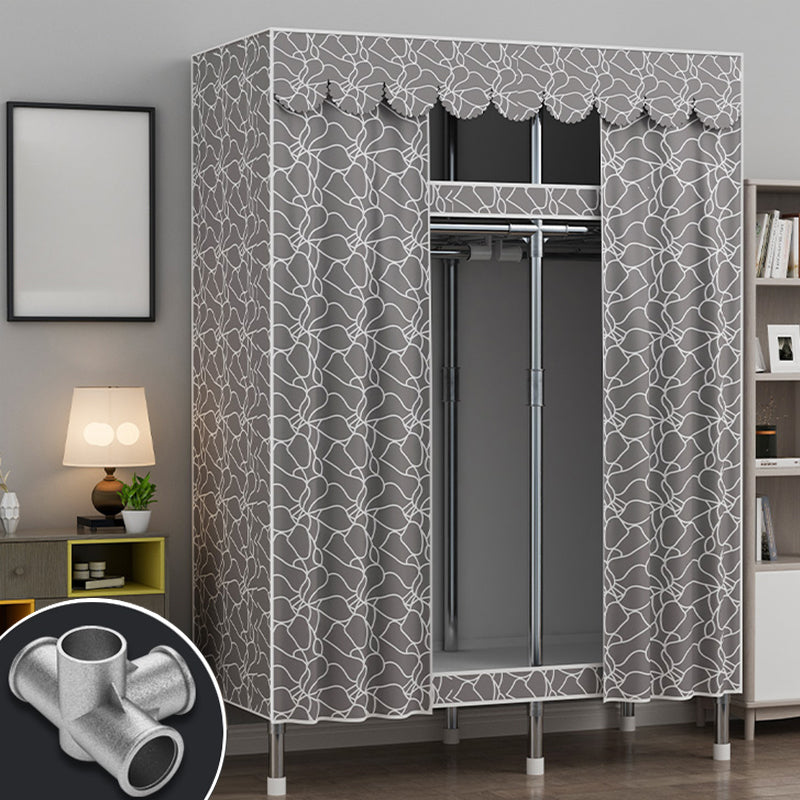 Moderne Style Garderobe Metal 2 Regale Kleiderschrankschrank für Schlafzimmer