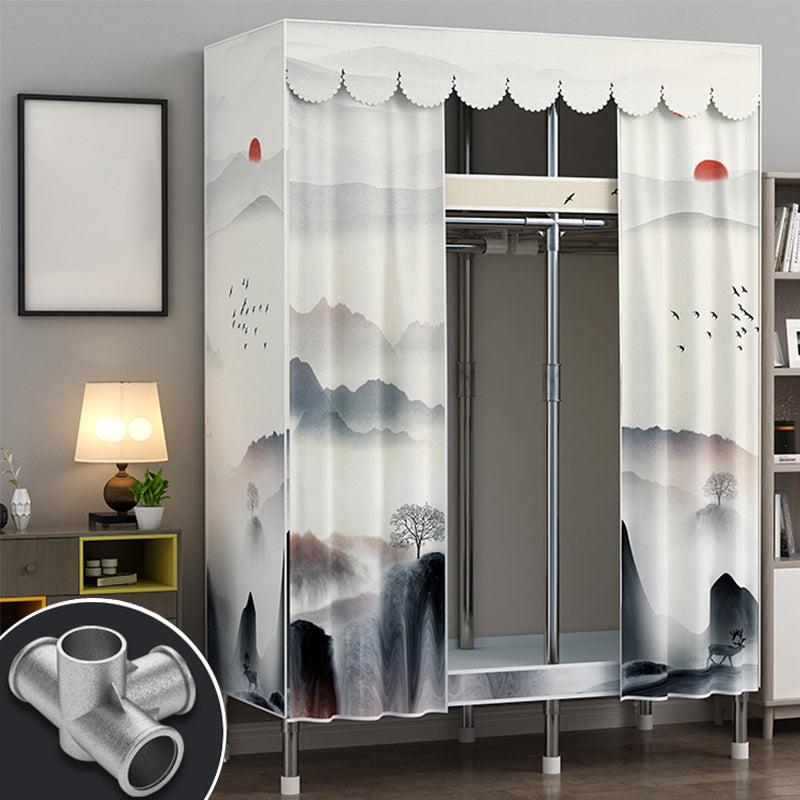 Moderne Style Garderobe Metal 2 Regale Kleiderschrankschrank für Schlafzimmer