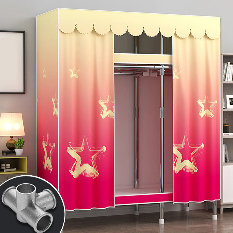 Moderne Style Garderobe Metal 2 Regale Kleiderschrankschrank für Schlafzimmer