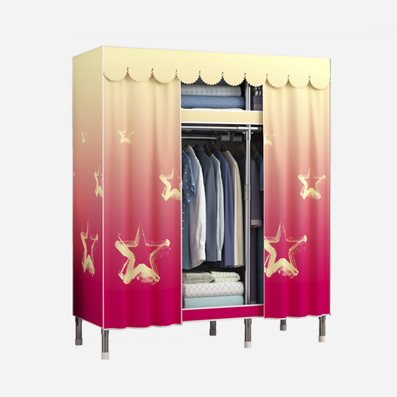 Moderne Style Garderobe Metal 2 Regale Kleiderschrankschrank für Schlafzimmer