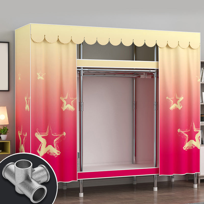 Moderne Style Garderobe Metal 2 Regale Kleiderschrankschrank für Schlafzimmer