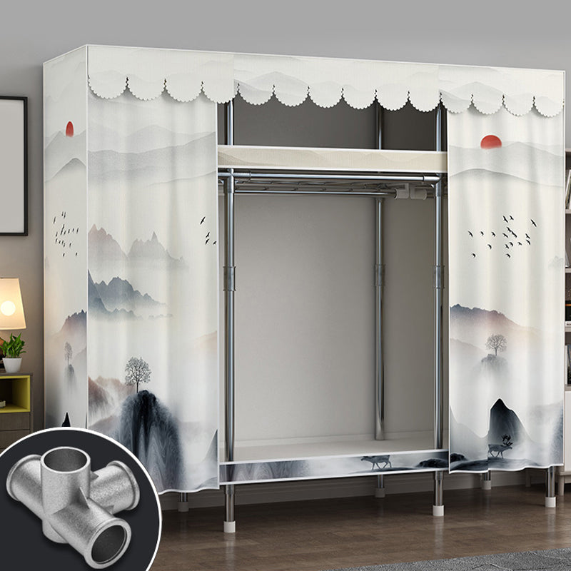 Moderne Style Garderobe Metal 2 Regale Kleiderschrankschrank für Schlafzimmer