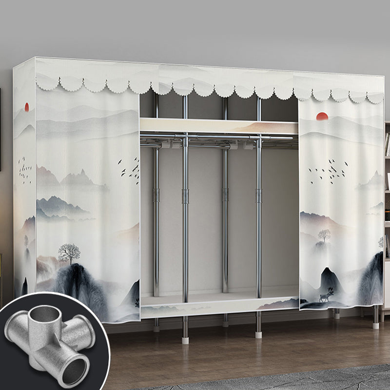 Moderne Style Garderobe Metal 2 Regale Kleiderschrankschrank für Schlafzimmer