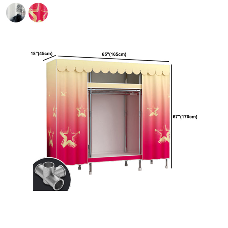 Moderne Style Garderobe Metal 2 Regale Kleiderschrankschrank für Schlafzimmer