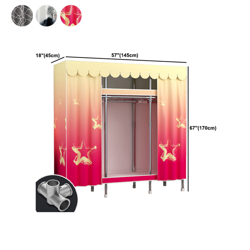 Moderne Style Garderobe Metal 2 Regale Kleiderschrankschrank für Schlafzimmer