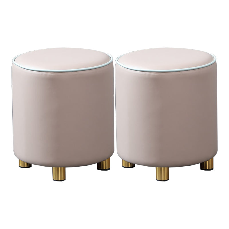 Orange Leather Round Standard Water Resistant Indoor Standard Grey 2 Piece Set Clearhalo 'furn' 'furn_ottomans_poufs' 'Furniture' 'Living Room Furniture' 'Ottomans & Poufs' 'ottomans_poufs' 5865549