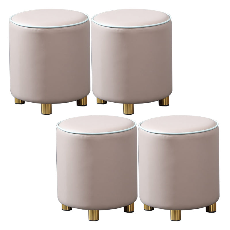 Orange Leather Round Standard Water Resistant Indoor Standard Grey 4 Piece Set Clearhalo 'furn' 'furn_ottomans_poufs' 'Furniture' 'Living Room Furniture' 'Ottomans & Poufs' 'ottomans_poufs' 5865552