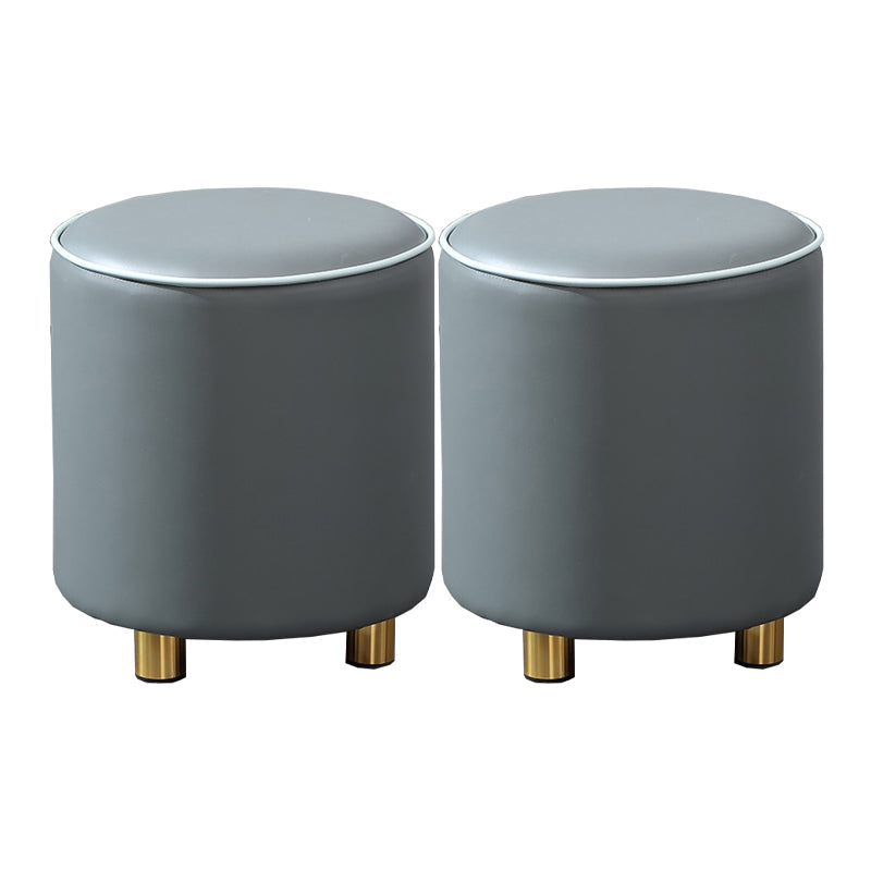 Orange Leather Round Standard Water Resistant Indoor Standard Dark Gray 2 Piece Set Clearhalo 'furn' 'furn_ottomans_poufs' 'Furniture' 'Living Room Furniture' 'Ottomans & Poufs' 'ottomans_poufs' 5865556