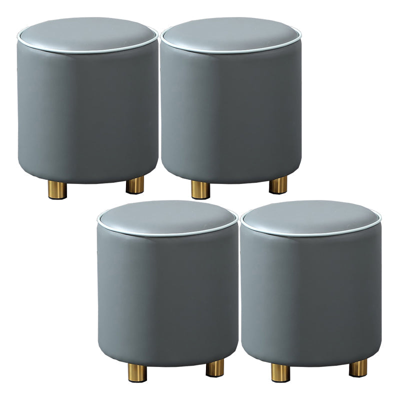 Orange Leather Round Standard Water Resistant Indoor Standard Dark Gray 4 Piece Set Clearhalo 'furn' 'furn_ottomans_poufs' 'Furniture' 'Living Room Furniture' 'Ottomans & Poufs' 'ottomans_poufs' 5865557