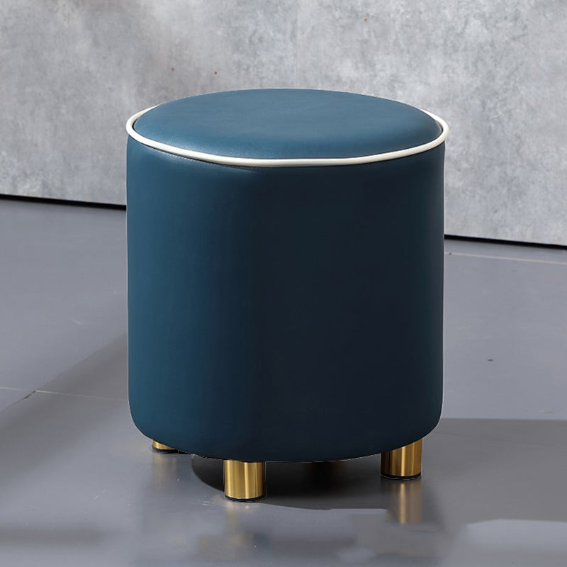 Orange Leather Round Standard Water Resistant Indoor Standard Blue 1 Piece Clearhalo 'furn' 'furn_ottomans_poufs' 'Furniture' 'Living Room Furniture' 'Ottomans & Poufs' 'ottomans_poufs' 5865560