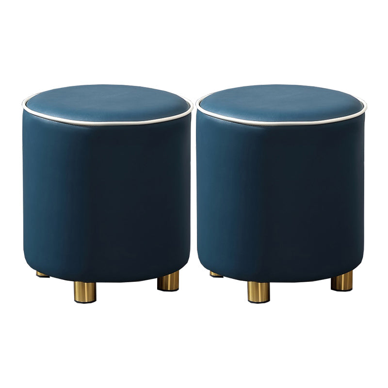 Orange Leather Round Standard Water Resistant Indoor Standard Blue 2 Piece Set Clearhalo 'furn' 'furn_ottomans_poufs' 'Furniture' 'Living Room Furniture' 'Ottomans & Poufs' 'ottomans_poufs' 5865561