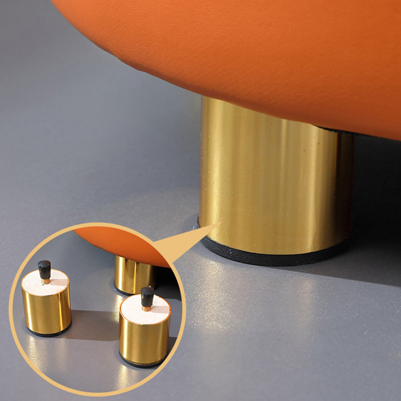 Orange Leather Round Standard Water Resistant Indoor Standard Clearhalo 'furn' 'furn_ottomans_poufs' 'Furniture' 'Living Room Furniture' 'Ottomans & Poufs' 'ottomans_poufs' 5865562